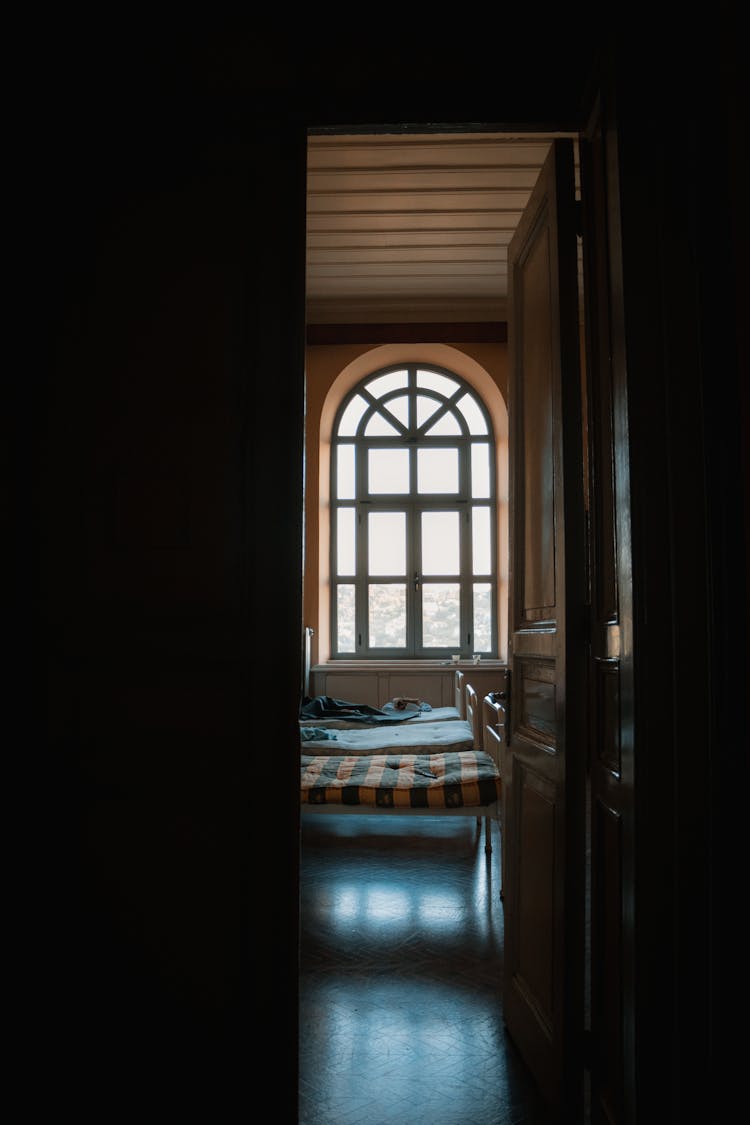 Wooden Door Of A Bedroom