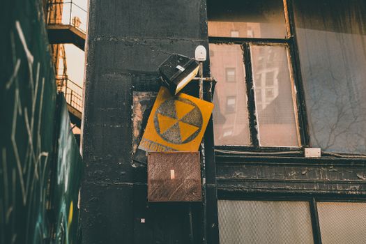 Radioactive Warning Sign on a Wall