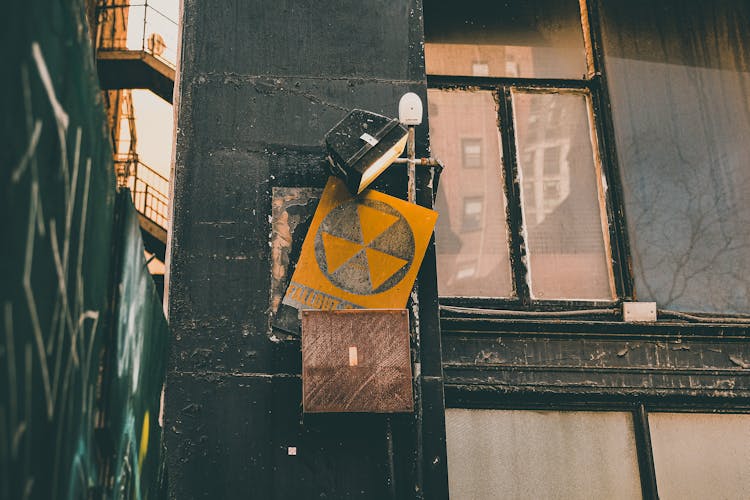 Radioactive Warning Sign On A Wall