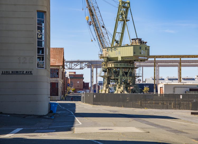 Heavy Machinery In A Shipyard