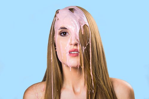 Free Woman With Pink Liquid on Face Stock Photo