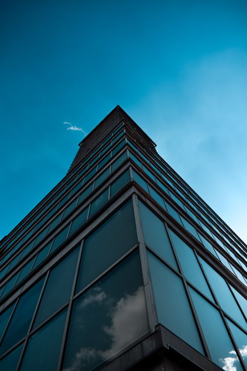 Free Low-angle shot of a modern glass skyscraper under a clear blue sky in Mexico City, CDMX, Mexico. Stock Photo