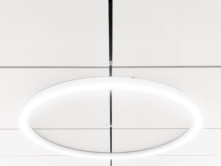 Circular Light On White Ceiling 