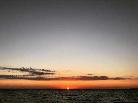 Mesmerizing sunset over the Black Sea in Gagra, capturing the vibrant colors of twilight.