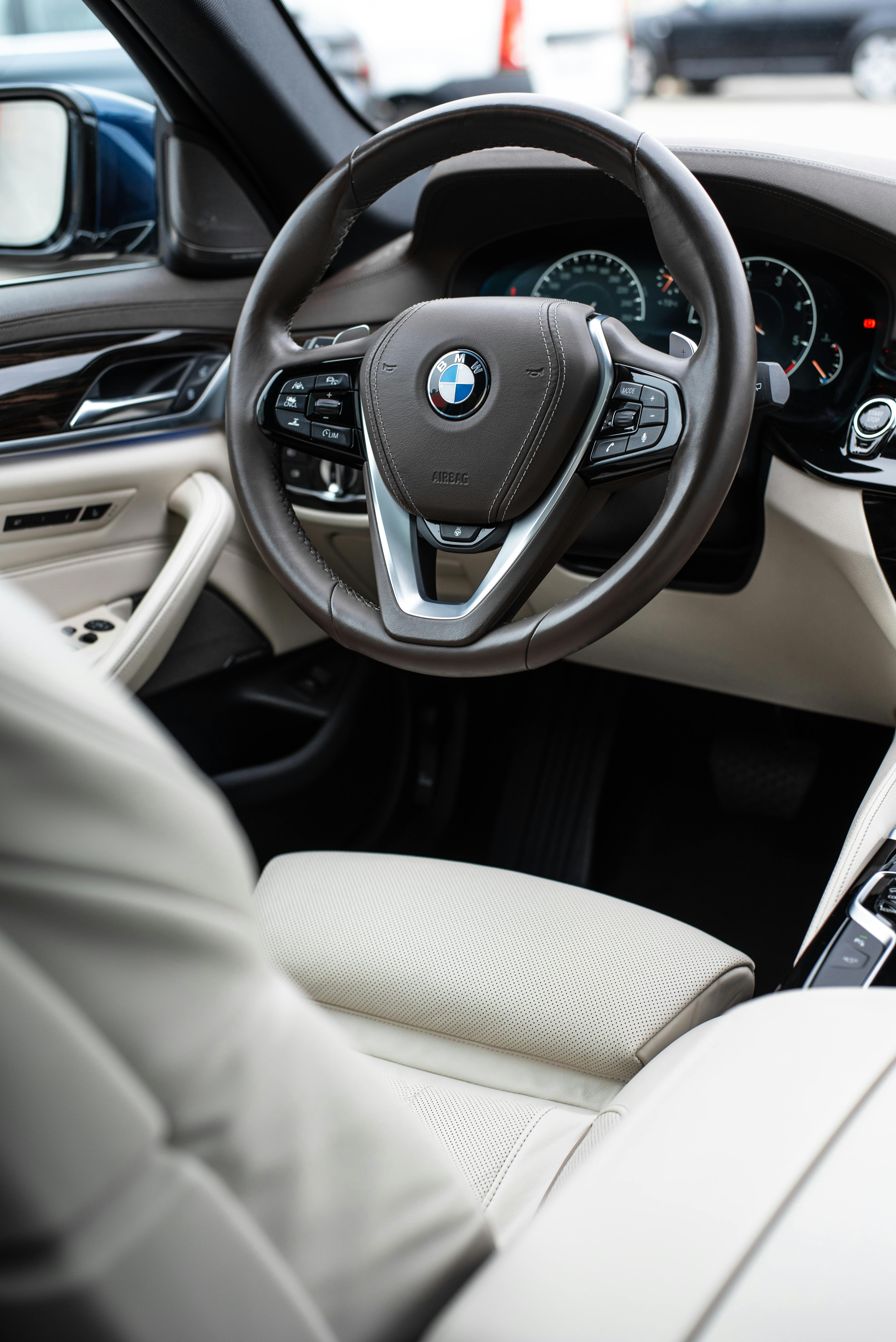 steering wheel and dashboard in the bmw