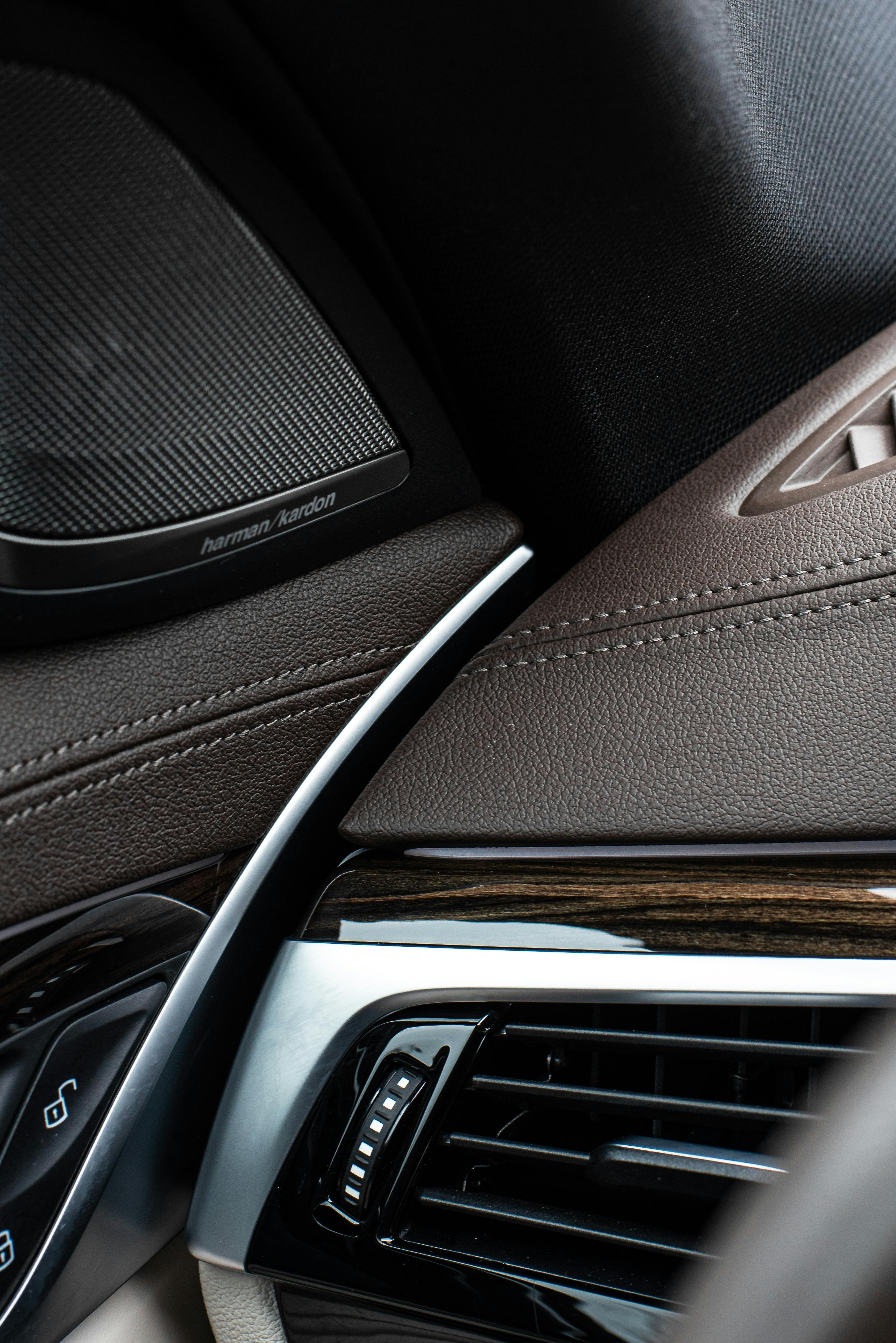 A Luxury Car Dashboard with Brown Leather Cover · Free Stock Photo