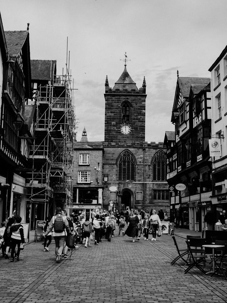 Crowd In Front Of St Peters Church In Chester, United Kingdom