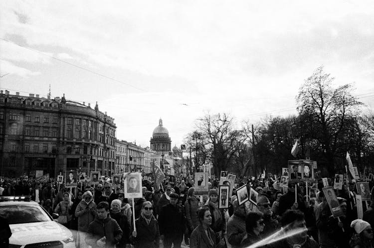 Crowd At Protest In City