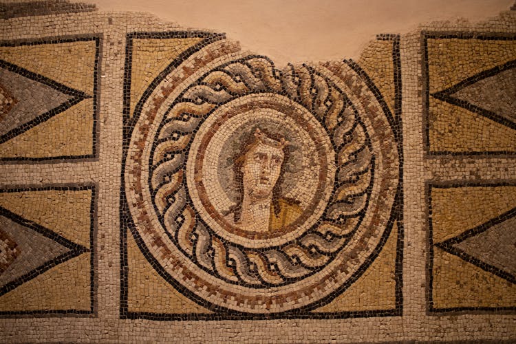 Close-up Of Ancient Mosaic On Wall