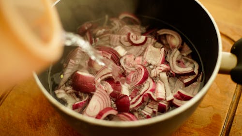 Sliced Onions in a Pot