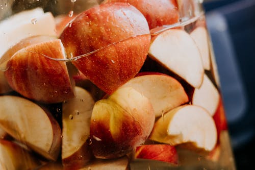 Close-Up Shot of Sliced Red Apples