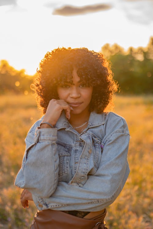 Pretty Young Woman in Denim Jacket