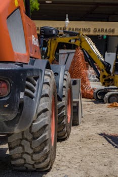 Close-up view of heavy machinery at a construction site in Fort Lauderdale.