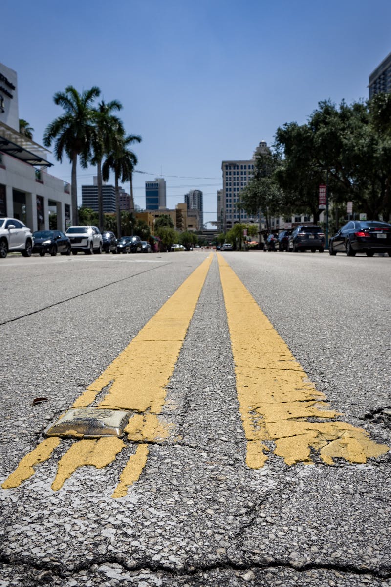 Yellow and Gray Pedestrian Lane