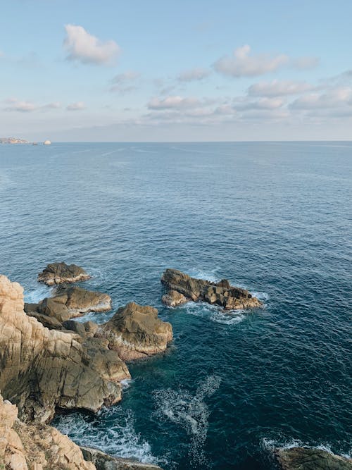 Drone Shot of Rocks on the Ocean