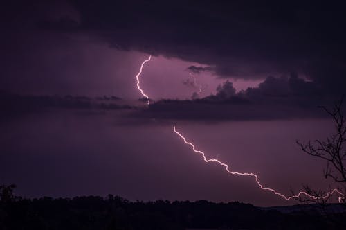 Lightening in the Sky at Dusk 