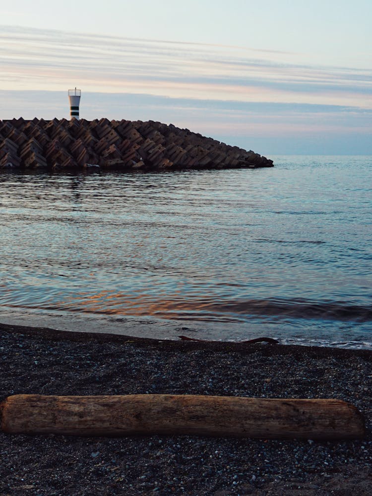 Brown Concrete Dock On Sea