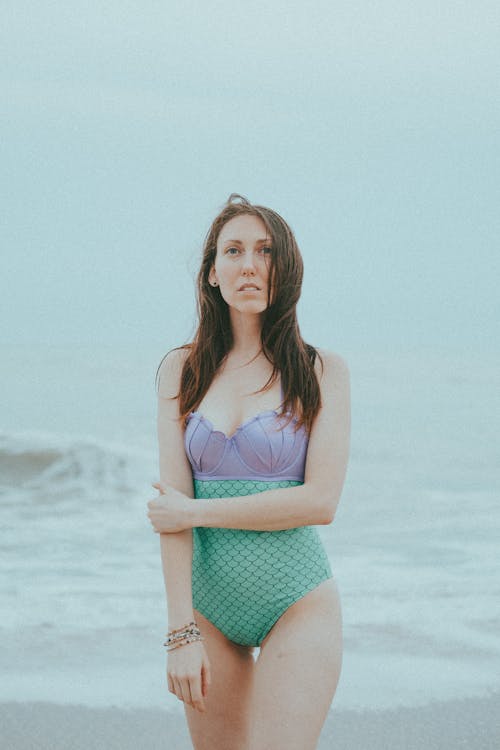 Woman in Swimsuit on Beach
