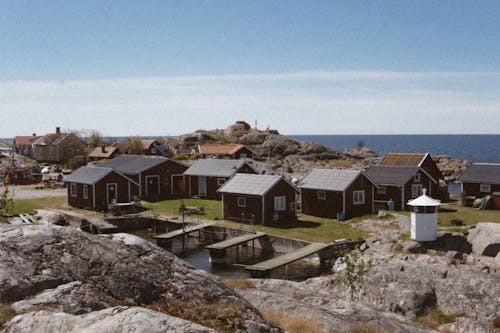 A Photo of Wooden Houses on a Small Town