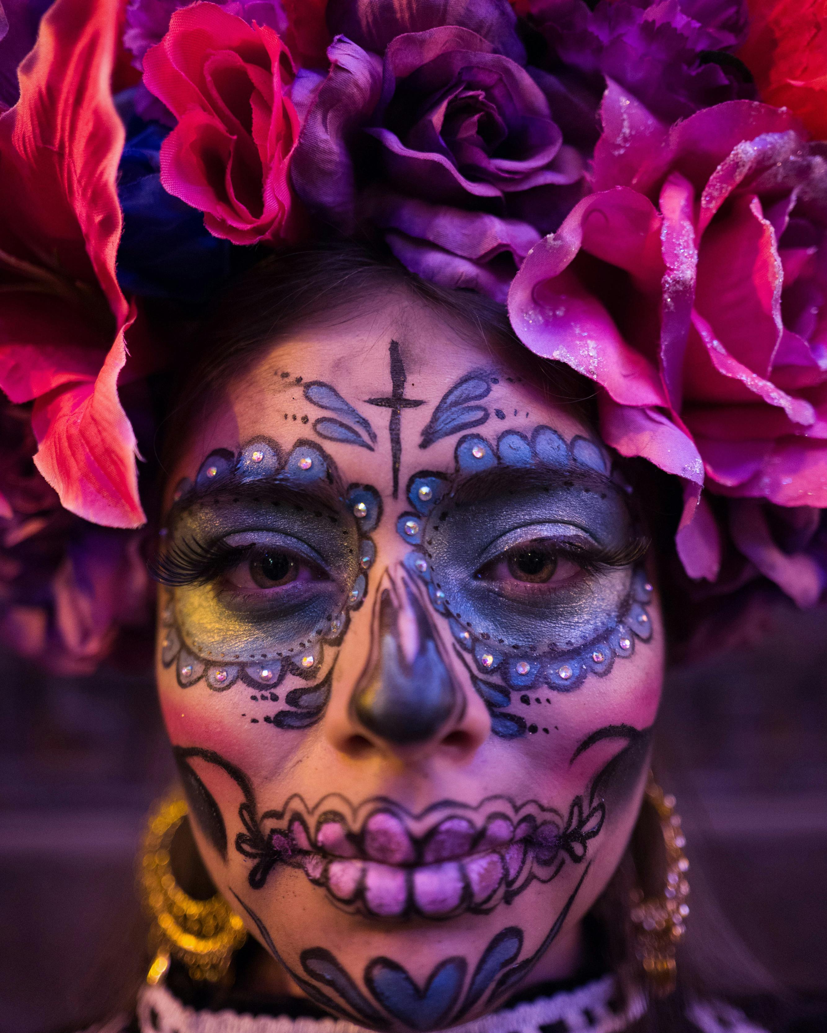 woman with calavera face paint