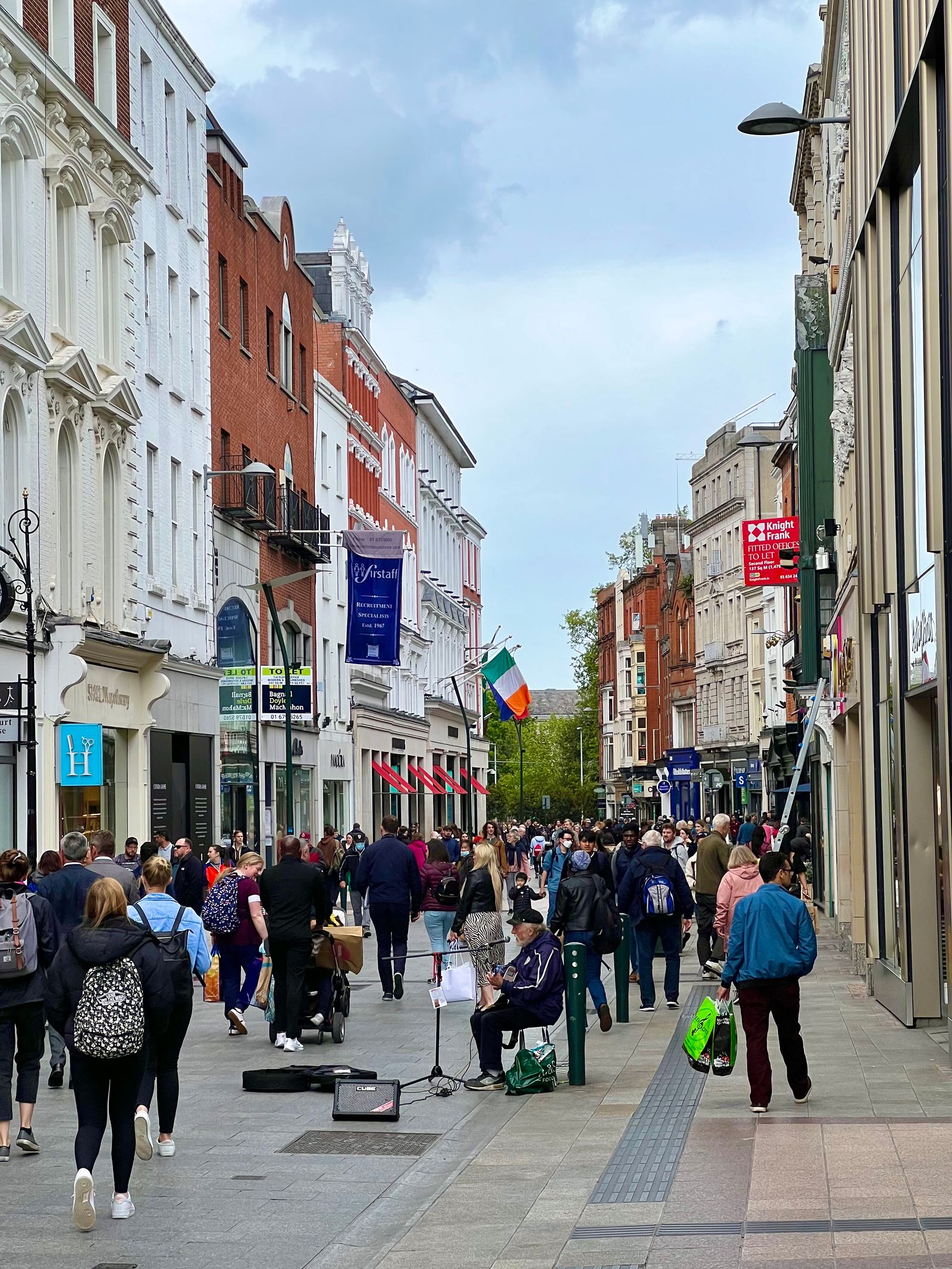 People and street performers on Dublin's Grafton Street