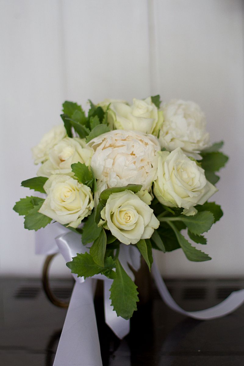 Ivory bouquet of white peonies