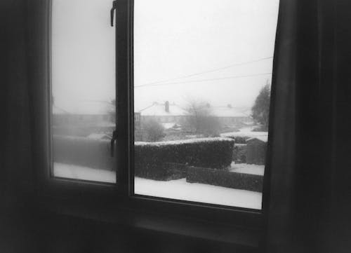 Free Black And White Photo Of View From Window Stock Photo