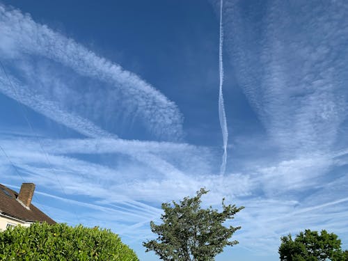 Free stock photo of blue, blue skies, flight jet wash