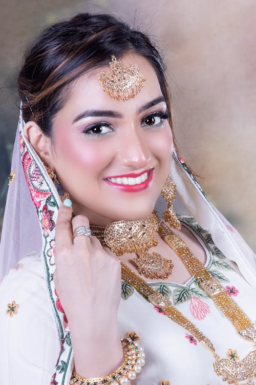 Beautiful Bride Wearing Her Traditional Lehenga Wedding Dress