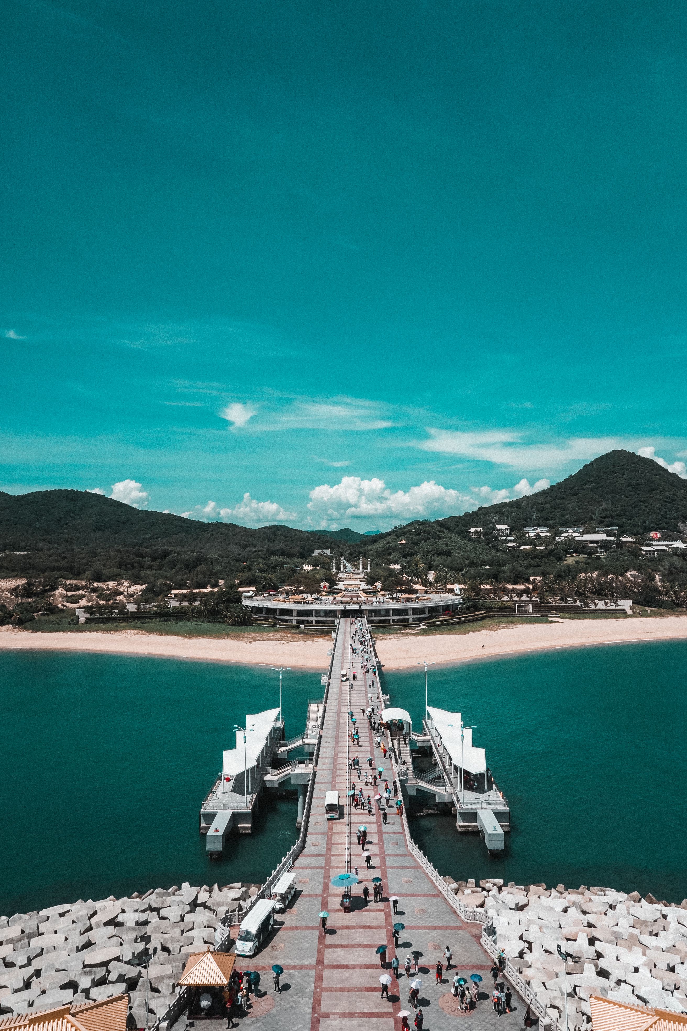 Aerial Photography of People on the Pier · Free Stock Photo