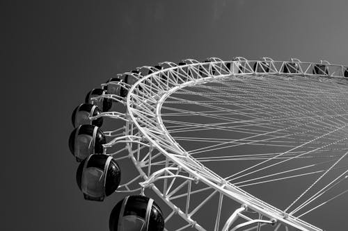 Grayscale Photo of a Ferris Wheel