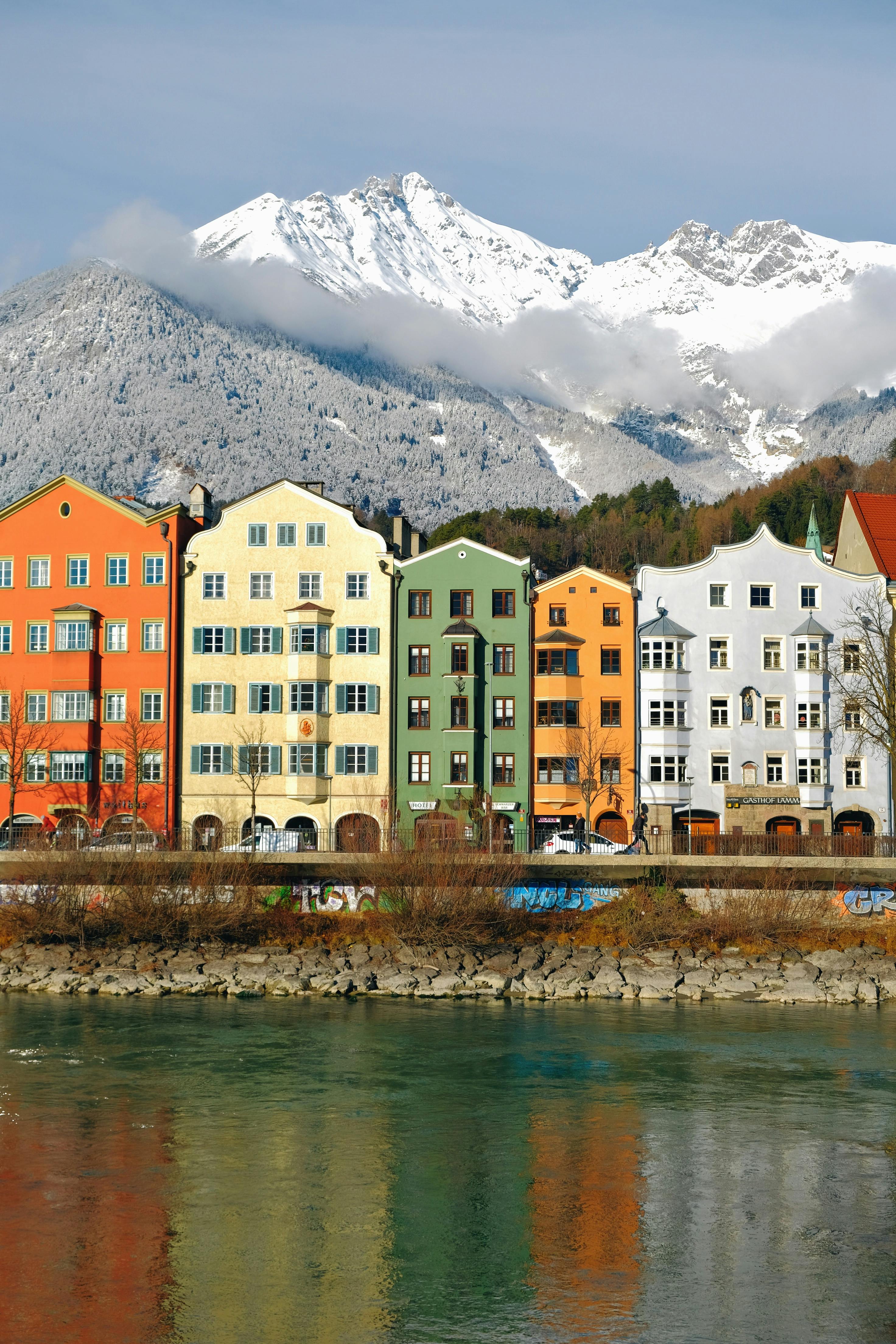 Colorful Apartment Buildings in Innsbruck, Tyrol, Austria · Free Stock