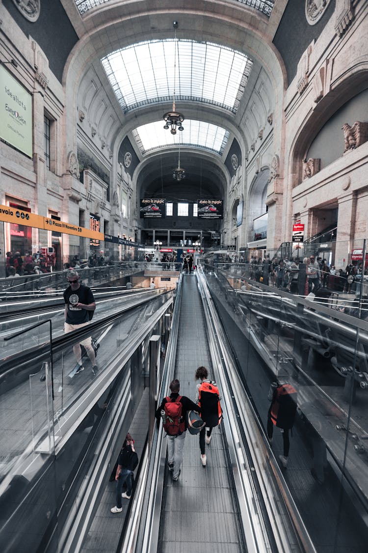 Moving Walkways At Milan Central Station In Milan, Italy
