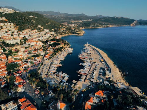 Aerial View of City Near Body of Water