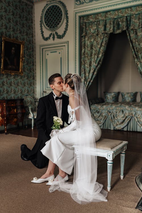 Wedding Photography of a Romantic Couple Kissing Each Other