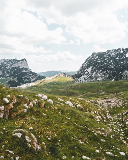 Free Explore the stunning landscape of Bobotov Kuk in Žabljak, Montenegro under a cloudy sky. Stock Photo