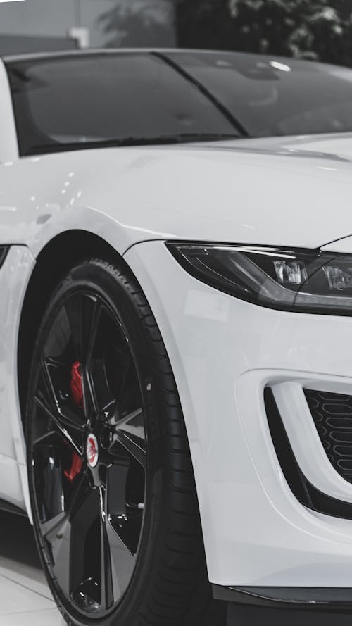 Close-Up Shot of a White Car