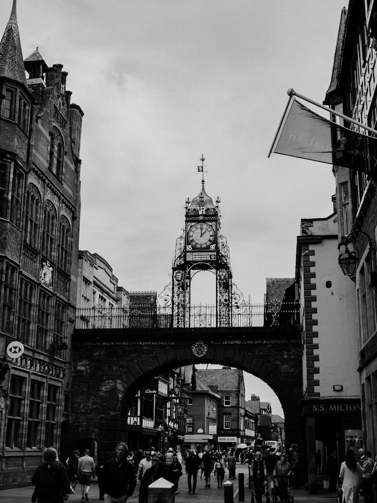 Grayscale Photo Of Eastgate Clock 