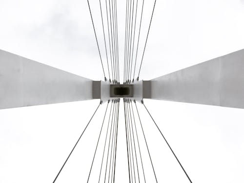 Low Angle Photography of a Suspension Bridge 