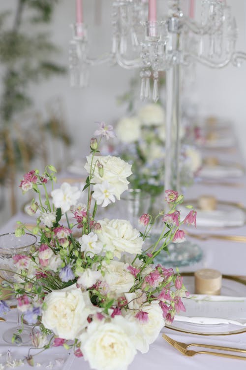 Free Table Settings in a Wedding Reception Stock Photo