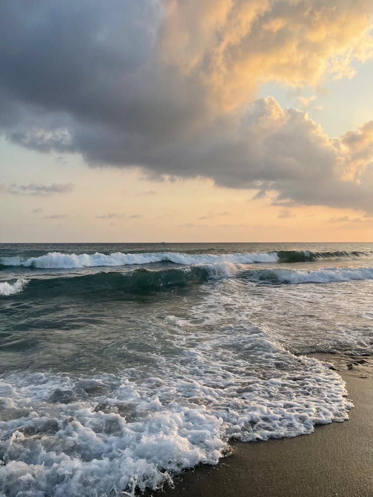 Ocean Waves Crashing On Shore