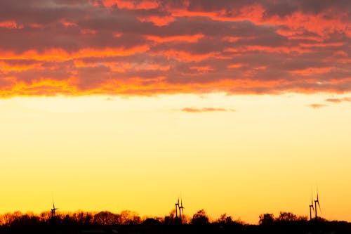Free Red sky and mills Stock Photo
