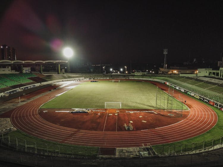 Aerial View Of Stadium During Night Time