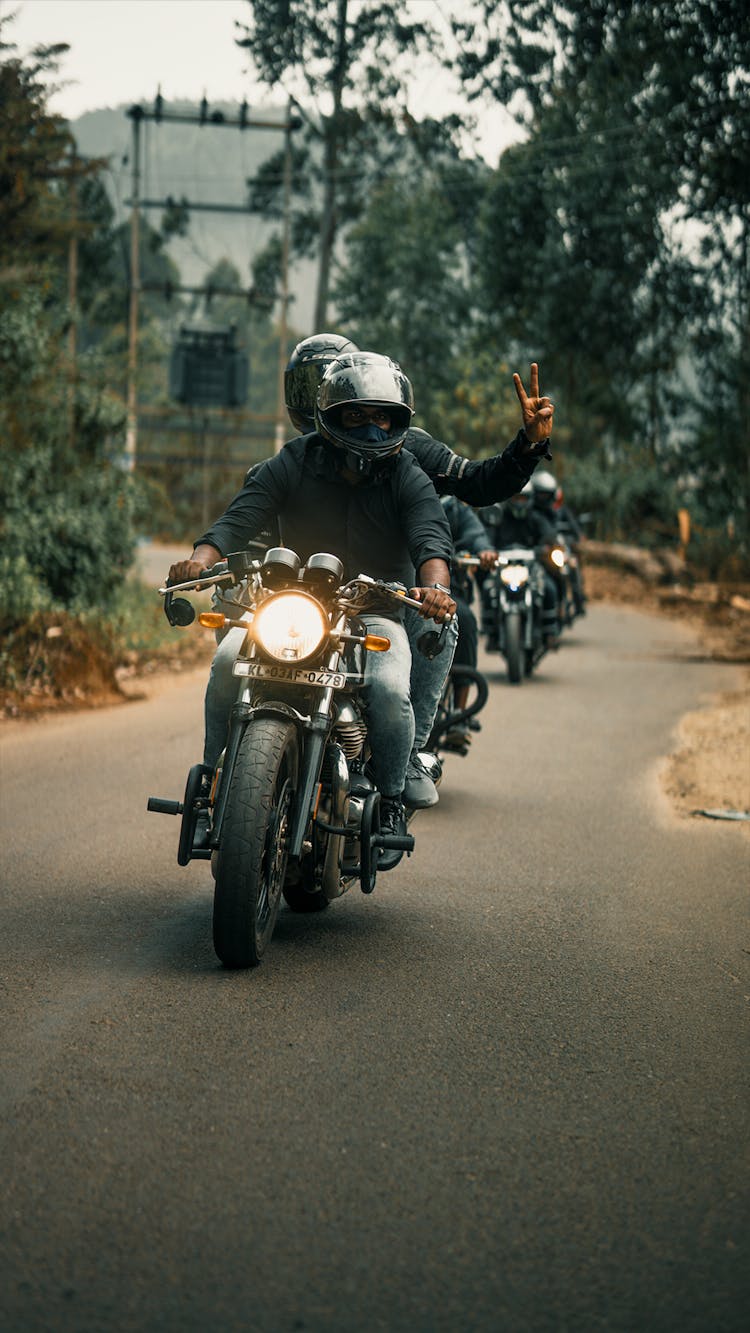 Group Of Bikers On A Road Trip