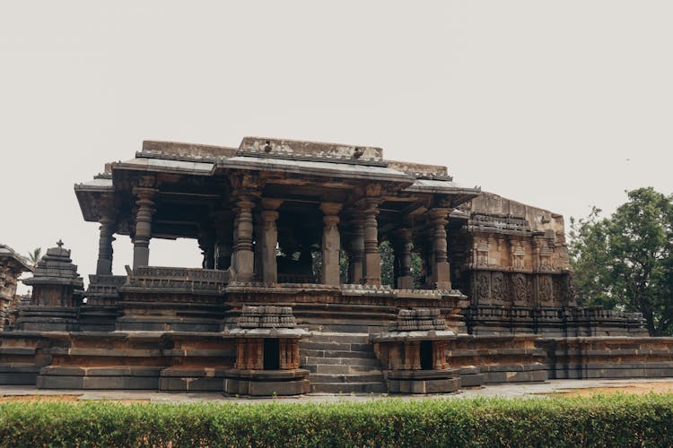 Hindu Temple And Hedge In A Park