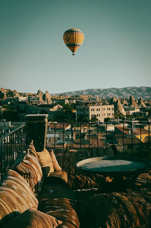 Photo of a Hot Air Balloon Flying over Cappadocia in Turkey