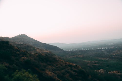 Hill and Valley in Foggy Day