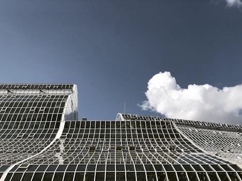 Metal Framed Glass Ceiling Under the Blue Sky 