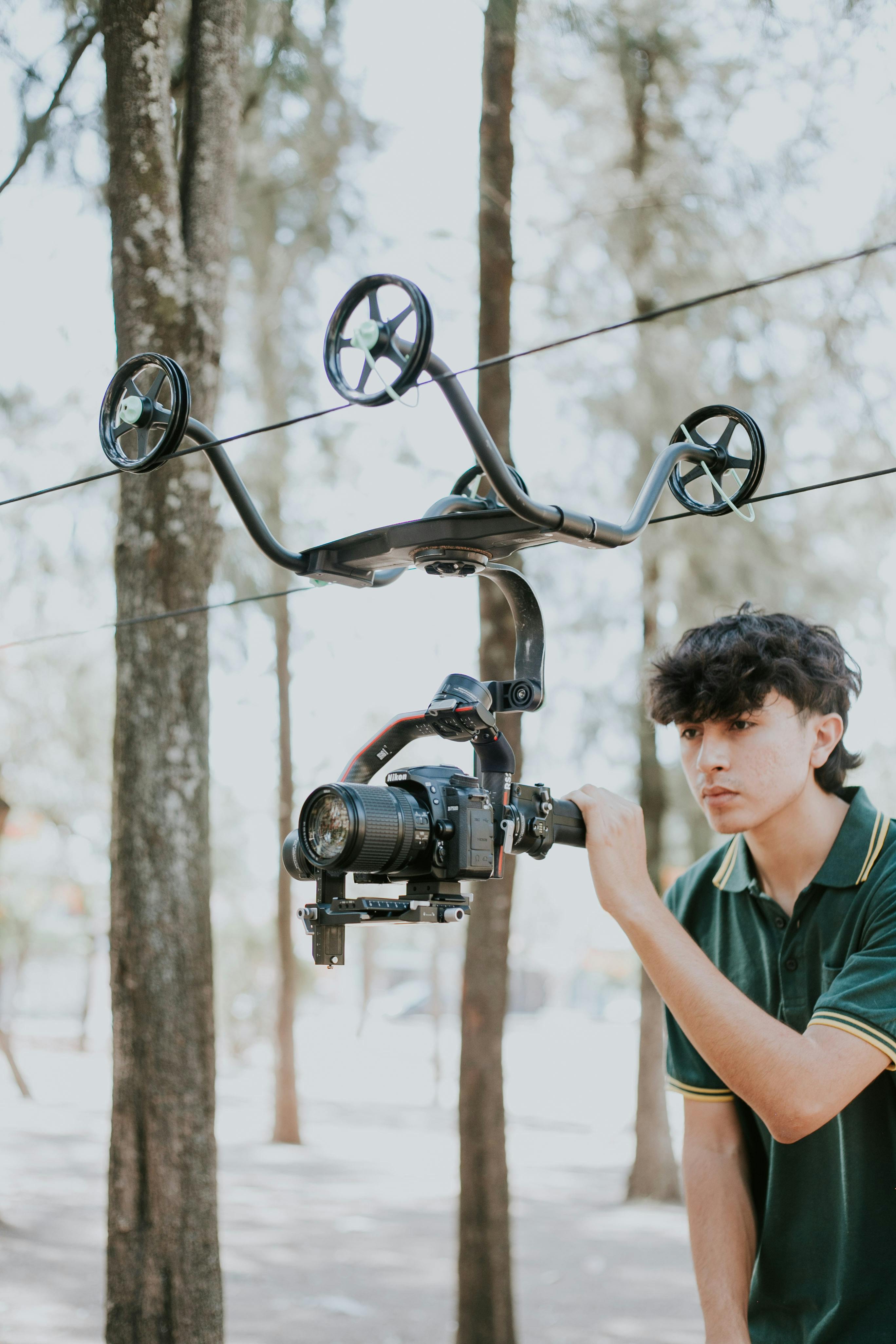 man with professional photography equipment