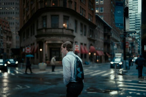Man walking on a Street of a City 